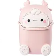 Plastic Trash can Creative Mini Desktop Trash can with lid Small Home Office Cleaning Trash Desktop Storage bin with 50 Trash Bags (Pink)