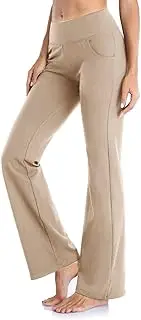 Flare Leggings for Women High Waist Tummy Control Bootcut Yoga Pants Stretch Wide Leg Casual Trousers with Pockets
