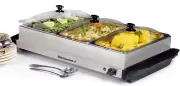 Elite Gourmet EWM-6171# Triple 3 x 2.5 Qt. Trays, Buffet Server