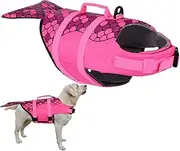 PetLoft Dog Life Jacket, Adjustable Safety Floatation Dog Life Vest Preserver for Swimming/Boating/Beach Playing, 2 Cute Patterns Available (X-Large, Hot Pink Mermaid)