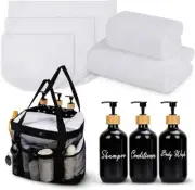 1 Beach Tote bag Set, 3 Pcs Bottle Dispensers, 3 Pcs Laundry Bags, 2 Pcs Towels