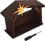 COMNESTBI Jesus Nativity Scene Classic Wooden Manger Crafted Christmas Religious Ornament for and Home Tabletop Display