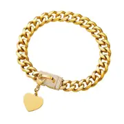 Strong 18k Gold Metal Cubic Zirconia Secure Buckle Chain Collar for Small Medium Big Dogs