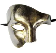 Sztxj Masquerade Mask for Men Women Couple Phantom of the Opera Half Face Mask Black Mask Antique Gold Mardi Gras Halloween Party black/gold
