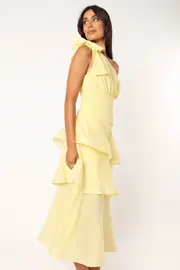 [PUP56] Bryson One Shoulder Midi Dress - Yellow 6 Yellow