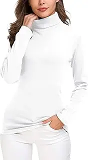 [EXCHIC] Women's Turtleneck Sweater Cable Knitted Solid Pullover Top