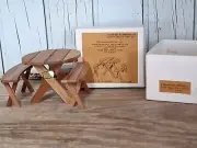Vintage New In Box Reevesline Salesman Sample Patio Table-Chair Hardwood Japan