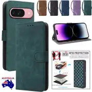 RFID Blocking Leather Flip Wallet Case For Google Pixel 6 7 8 9 Pro XL 9A 8A 7A