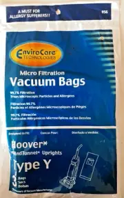 4 EnviroCare 3 pack Hoover upright Y bags micro filtration...12 bags