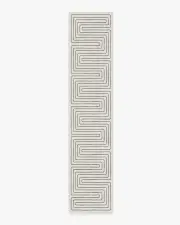 75' x 365' | Machine Washable Runner Rug | Kid & Pet Friendly | Indoor Rug | Jonathan Adler Labyrinth Camel & Ivory Rug | Ruggable