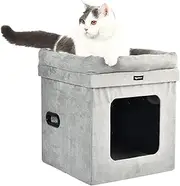 AmazonBasics Collapsible Cube Cat Bed - 38 by 38 by 43cm, Grey