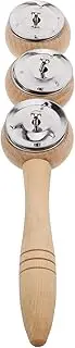 KAILIKETIY Educational Kids Bell Rattle Hand Jingle Bells Stick 3 Handheld Shaker Safe Wooden Handle Latin Percussion Instrument Music Therapy Toys for Baby Present