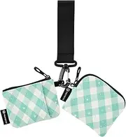 [Amooorous] Green Poker Grid Dual Wristlet Wallets for Women Compact Size Change Purse Key Holder with Wristlet Strap for Lady 2 Pcs, Green poker grid, One Size, Casual, Green Poker Grid, One Size, Casual