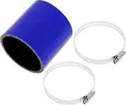 X AUTOHAUX 1 Set 68mm/2.68" ID 76mm/2.99" Length 0 Degree Blue Black Car Silicone Hose with Clamps Coolant Hose Universal