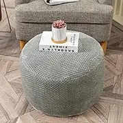 Asuprui Pouf Ottoman Unstuffed Pouf Ottoman Foot Rest No Filler Foot Stool Floor Pouf 20x20x12 Inches Fuzzy Chair Floor Chair Foot Rest with Storage for Living Room Bedroom Light Gray Pouf Cover