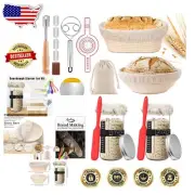 Luxury 22-Pack Sourdough Baking Starter Set - 25oz Glass Jar & Rattan Baskets