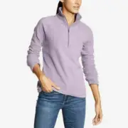 Eddie Bauer Womens Mock Neck Fleece Quarter Zip Pullover (Lavender,Large)