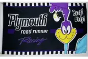 PLYMOUTH ROAD RUNNER FLAGS. LARGE 3FT X 5FT. USA SELLER. SUPER BIRD, MOPAR