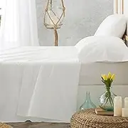BURRITO BLANCO Set of 100% Cotton Plain White Hotel Sheets for Single Bed 80 x 190 cm to 80 x 200 cm (Available in More Sizes)