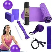 Yoga Set for Beginners,Exercise Mat with Yoga Blocks - Fitness Equipment for Pilates, Floor Exercises, Includes Resistance Band, Stretch Band