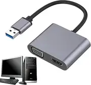 USB to VGA Adapter for Monitor | Monitor USB to VGA Cable Projector TV Adapter,Display Movies and Entertainment Video Cord Plug and Play Accessoy for Home, Business