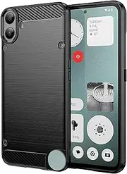 [Wookfiss] Case for Nothing CMF Phone 1, Soft Carbon Fibre Design Mobile Phone Case Silicone TPU Flexible Shockproof Scratch-Resistant Protective Case Compatible with Nothing CMF Phone 1, Black