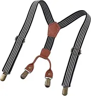 [Tadill] Kids Suspenders Tuxedo Suspenders Clip on Elastic Suspenders Y Back Brace Pants Suspender for Wedding Halloween Outfit, Double Stripe