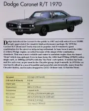 Dodge Coronet R/T Picture Out of Print Spec Article Sheet Mopar Wall Art