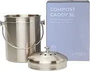 Zenify Earth Stainless Steel Compost Bin Kitchen Countertop 5L - Odourless Double Charcoal Caddy - Australian Owned