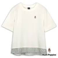 在飛比找momo購物網優惠-【Hush Puppies】女裝 上衣 知性條紋拼接假兩件上