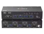 HDMI+Displayport KVM Switch 2 Monitors 3 Computers 8K@60Hz 4K@144Hz, Dual Monit