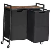 Laundry Hamper, Laundry Sorter 2 Section, 2 × 13 Gal (49.5L), Laundry Basket
