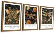 Wood Frame William Morris Wall Art Set of 3, Vintage 16x24In Vintage Insect