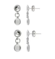 Sterling Silver Dangle Stud Earrings for Gluing Rivoli & Rose Flat Back Crystals