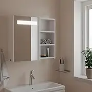 Stylish Bathroom Mirror Cabinet with LED Light, 60x13x52 cm, Wall-Mounted, Ample Storage, White, USB Powered, Engineered Wood