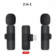 Wireless Lavalier Microphone Portable Audio Video Recording Mini Mic For iPhone Android Facebook Youtube Live Broadcast Gaming TypeC 2 in 1