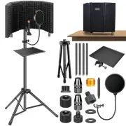Dmsky Microphone Isolation Shield with Pop Filter & Tripod Stand, Foldable Mi...