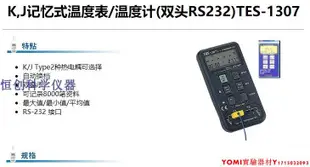 臺灣泰仕 TES-1307 記憶式溫度表 雙通道溫度計 （RS232）