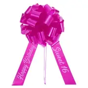 25 Inch Big Car Pull Bow Metallic Giant Bow for Decoration, Fuchsia White
