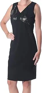 [Calvin Klein] Women's V Neck Sheath with Embroidery