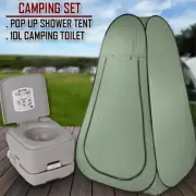 10L Outdoor Portable Toilet Camping Shower Tent Shower Bag Pop Up Change Room Gr