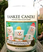 Yankee Candle Christmas "MERRY MARSHMALLOW" Festive~Large 22 oz ~WHITE LABEL~NEW