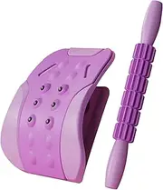 Back Stretcher - Back Stretcher Posture Massager with 3 Adjustable Levels | 24.5cm Posture Corrector | Lumbar Board with Massage Stick for Spine Alignment and Muscle Relief