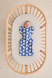 [Swaddle Up™ Transition Bag] Cobalt Paperbirds •Original Cotton
