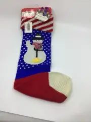 New Cynthia McKinney Red/ White/blue Sears Snowmen Large Christmas Stocking