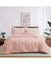 Unikome Pintuck Pinch-Pleat Geometric Comforter Set