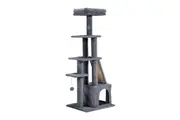 Petzly Cat Tree Tower Scratching Post 125cm Dark Grey