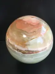 1318G. Natural Rainbow Banded Onyx Sphere, Crystal Healing , 4" Dia.