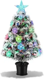 22Inch Pre-Lit Fiber Optic Artificial Mini Christmas Tree, Small Xmas Tree Li...