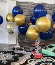 4 Set Navy Blue Gold Balloon Centerpieces for Table Balloons Stand Kit Birthday